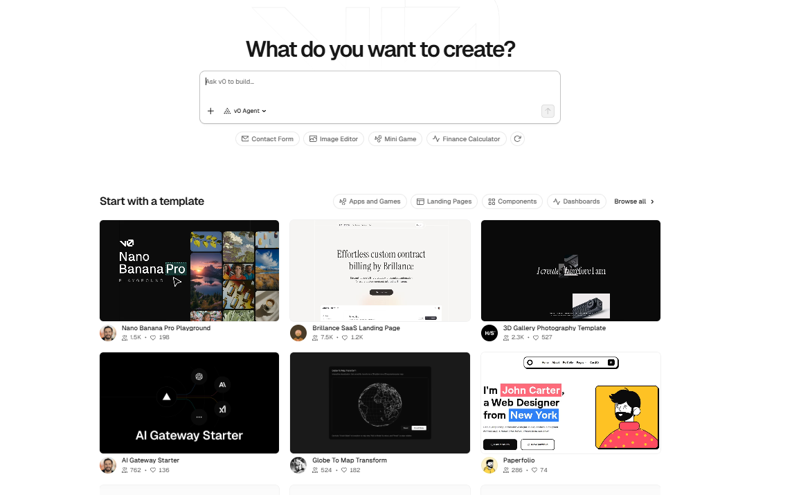 v0 dev code generation result displaying React and Tailwind CSS code